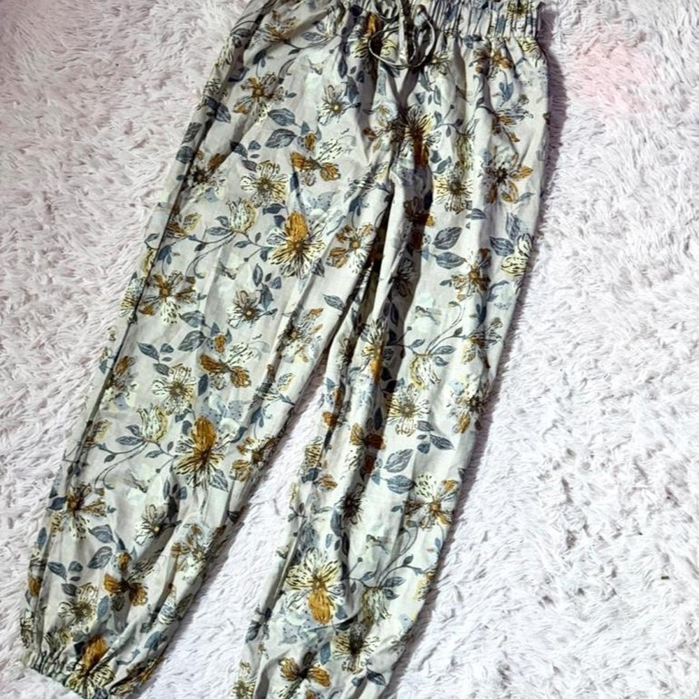 Rustic Floral Boho Feminine Earthy Cottage Core Paperbag Joggers Womens L Office